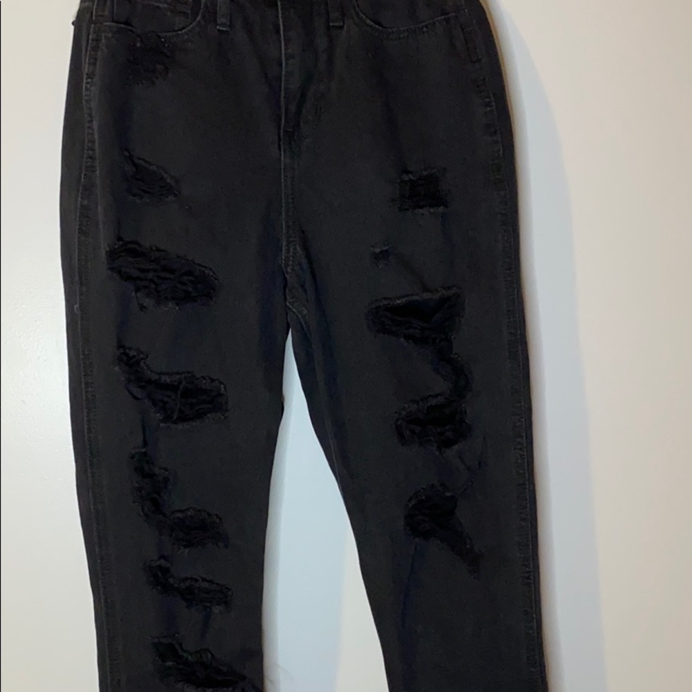 hollister black ripped mom jeans